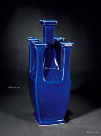 清 霁蓝釉五孔瓶