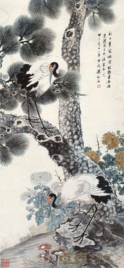 汤禄名 鹤寿无疆 136×63cm