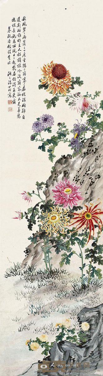 汤世澍 菊香 144×39cm