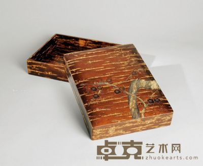 木胎贴画梅花果盒 6.6×33.5×24.1cm
