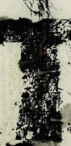 2003年作 中国服装之三 水墨，铜粉，焰，纸本 镜框