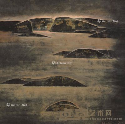 约1970年代末期 无题（黄昏暮霭） 水墨，水粉纸本 镜框 66.5×68cm
