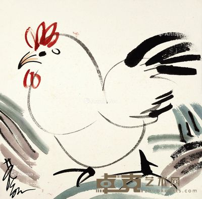 林风眠 雄鸡 34×34.3cm