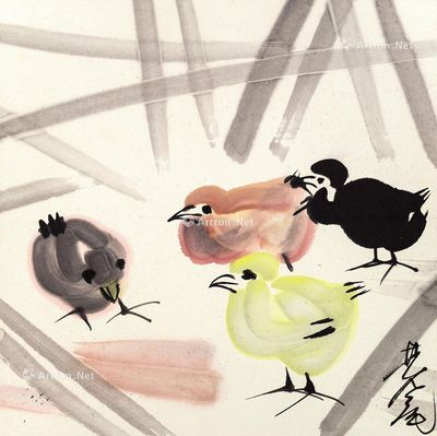 林风眠 篱畔雏戏