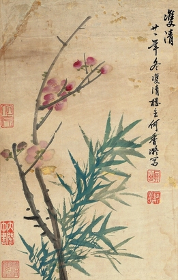 何香凝 花卉双清