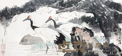 喻继高 程大利 鹤春图 66×133cm