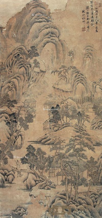 金汉三 山水 134×62cm
