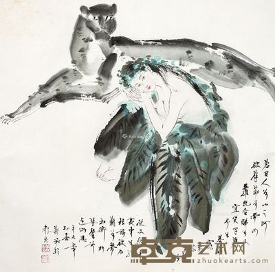 萧和 人物 68×68cm