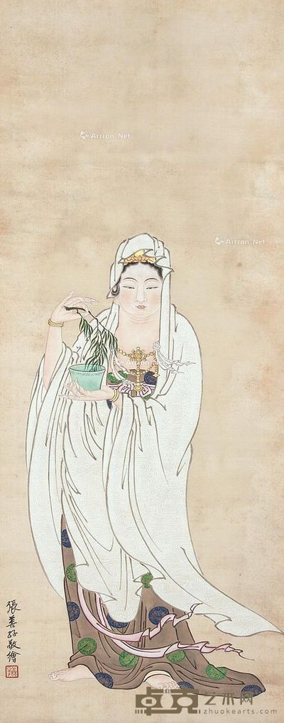 张善孖 观音 108×41cm