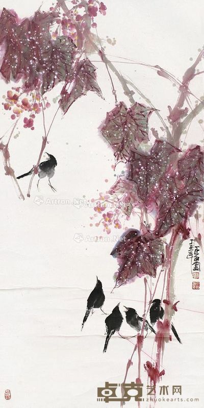 正敏 喜鹊报春 立轴 设色纸本 132×66cm