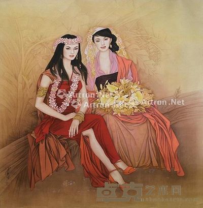 冯长江 仕女 立轴 设色绢本 120×117cm