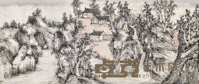 李天路 山水 镜片 设色纸本 59×144cm