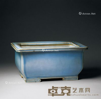 清代 年窑蓝釉倭角长方花盆 长32.8cm;宽20.5cm;长16cm