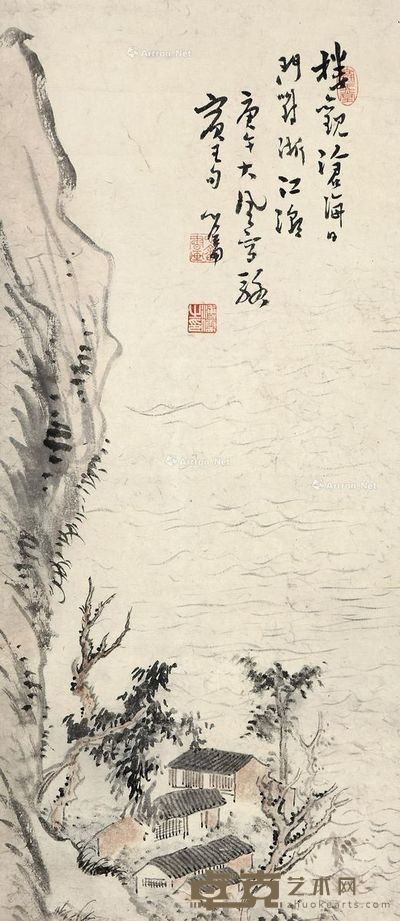 溥儒 楼观沧海 54.5×24cm