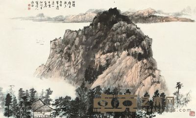 江兆申 采山石山水 59×97cm