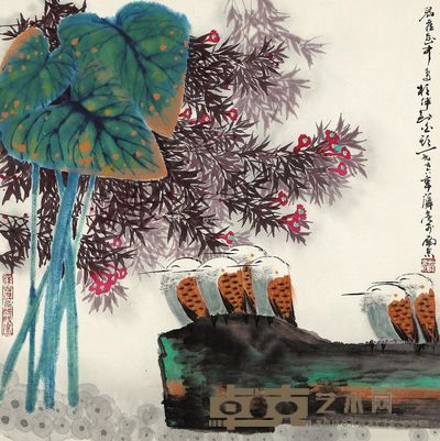 薛亮 花中鸟 35×35cm