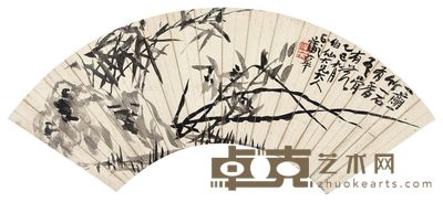 蒲华 竹石 49×15.5cm