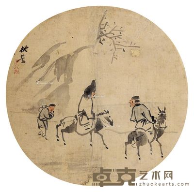 苏六朋 骑驴高士 26.5×26.5cm