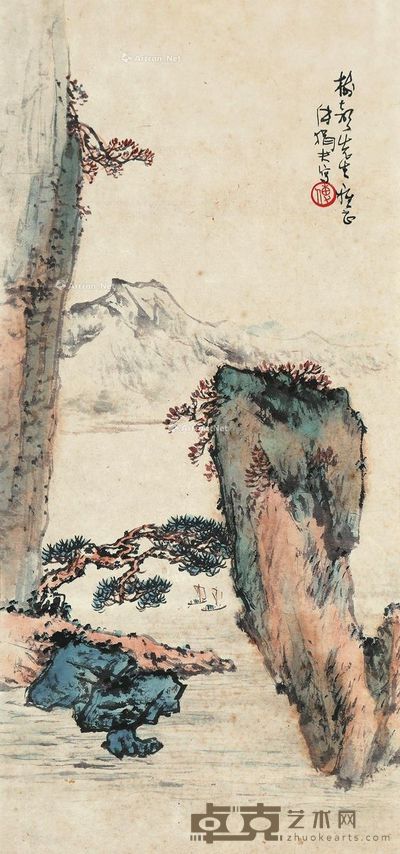 傅狷夫 山水 59×27cm