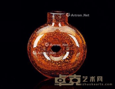 清 洒金料环形鼻烟壶 高6.2cm
