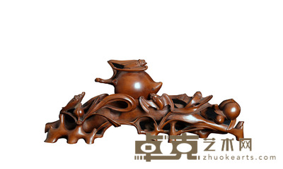黄杨木五福捧寿摆件 29.5×11.5cm