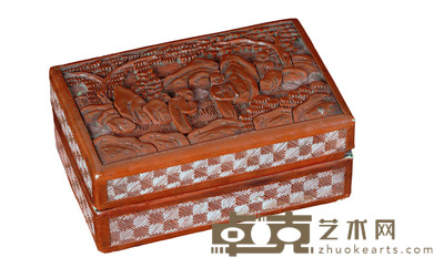 民国 剔红人物方盒 10.2×6.8×4.4cm