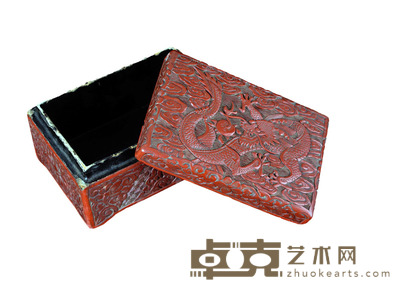 民国 剔红龙纹方盒 15.7×10.5×8cm