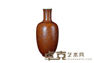 道光赏玩款花开富贵观音瓶袍器 高:16.8cm