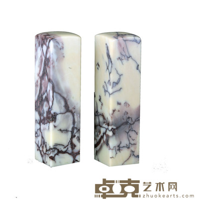 青田石章料一对 9.5×2.5×2.5cm