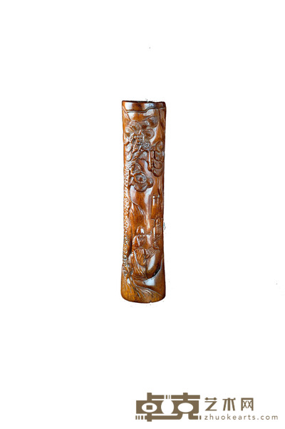 明代 虎骨松山人物臂搁 长：16.7cm
