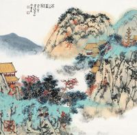 江宏 秋山萧寺图