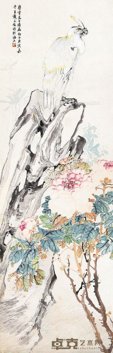 戴元俊 花鸟 115×37cm
