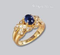 蓝宝石配钻石戒指