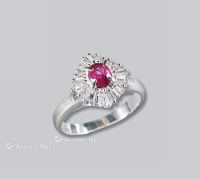 PT900红宝石配钻石戒指