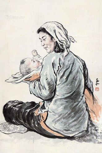 蒋兆和 母子图