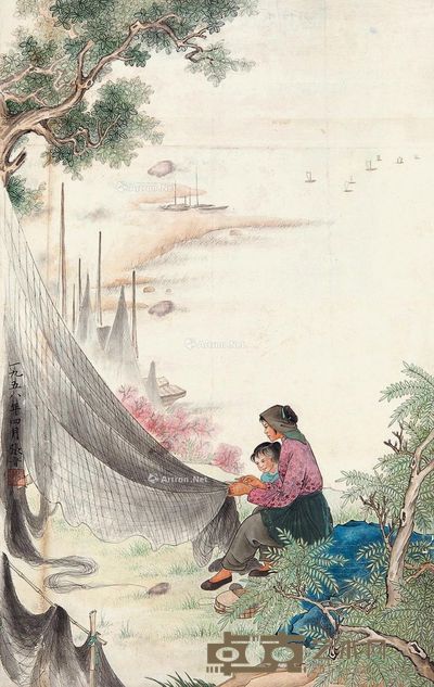 张晋 江村渔隐 64×40cm