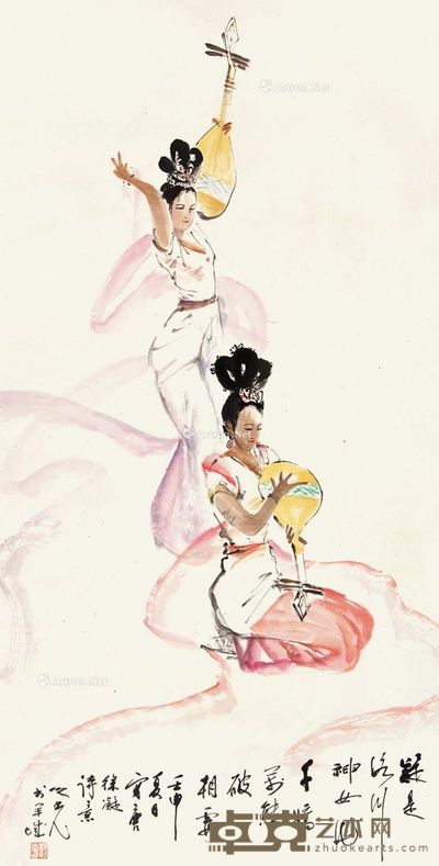 杨之光 琵琶仕女 135×68cm