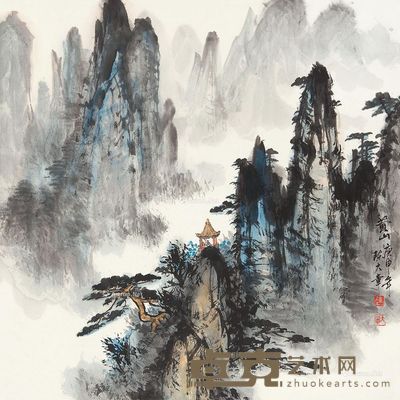 陈大章 黄山松云 67×67cm