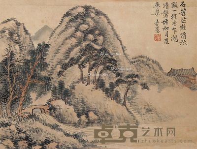 叶直 溪山古寺 24×32cm