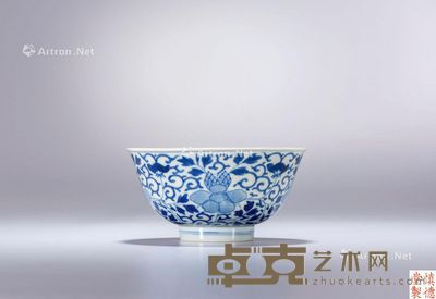 清道光 青花缠枝花卉纹碗 直径11.5cm