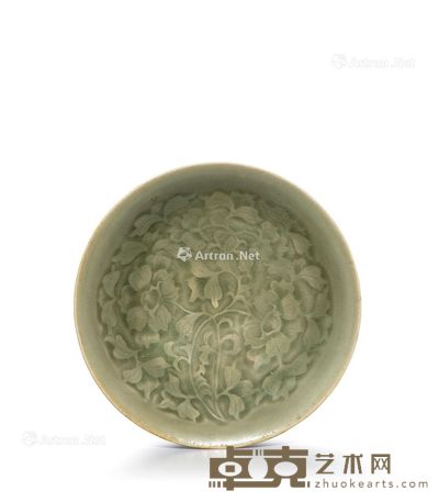 耀州窑模印缠枝花卉纹盘 直径17.3cm