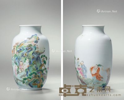 清中期 粉彩八仙人物图灯笼瓶 高19.2cm