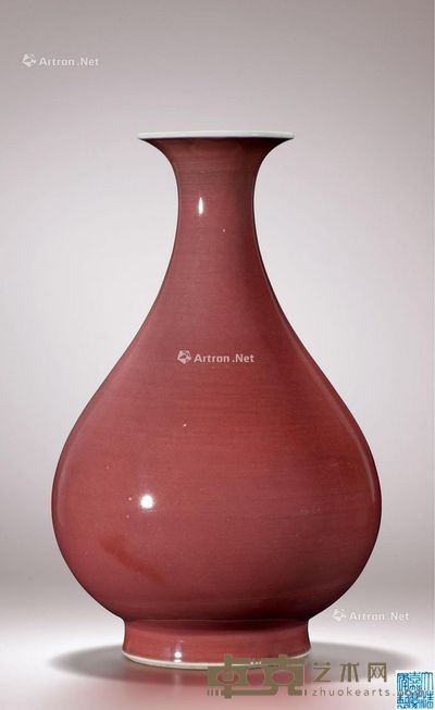 清嘉庆 霁红釉玉壶春瓶 高29.8cm