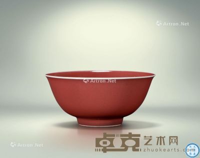 清康熙 霁红釉碗 直径15.5cm