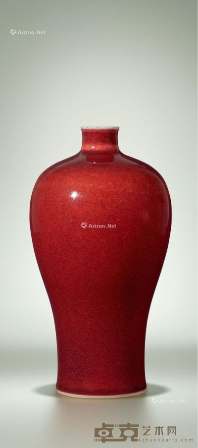 清康熙 霁红釉梅瓶 高25cm