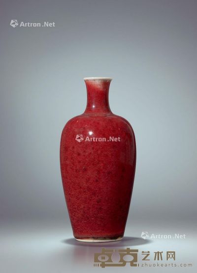清康熙 郎窑红釉撇口瓶 高21.6cm