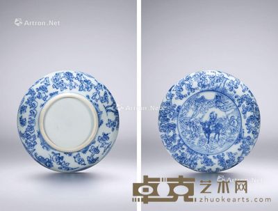 清康熙 青花淡描婴戏“百子嬉春”图印泥盒 直径10.7cm