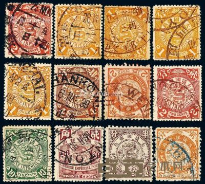 1897-1910年日本版、伦敦版蟠龙邮票一组五十枚 --
