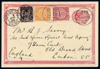 1900年烟台寄英国清一次邮资明信片