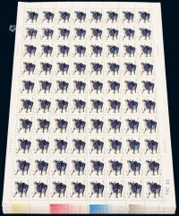 1985年T.102“乙丑牛”生肖邮票八十枚全张一百张连号